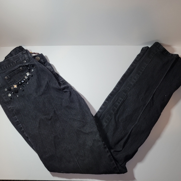 Y2K black Ruby Rd. sequin bedazzled jeans gems - Picture 2 of 6